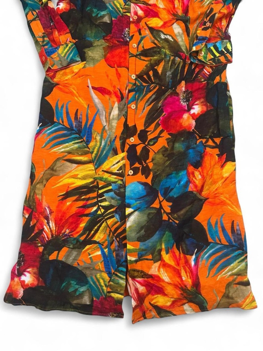 Ralph‎ Lauren Purple Label Women’s Seneca Tropical-Print Linen Midi Shirtdress - Picture 2 of 6